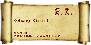 Rohony Kirill névjegykártya